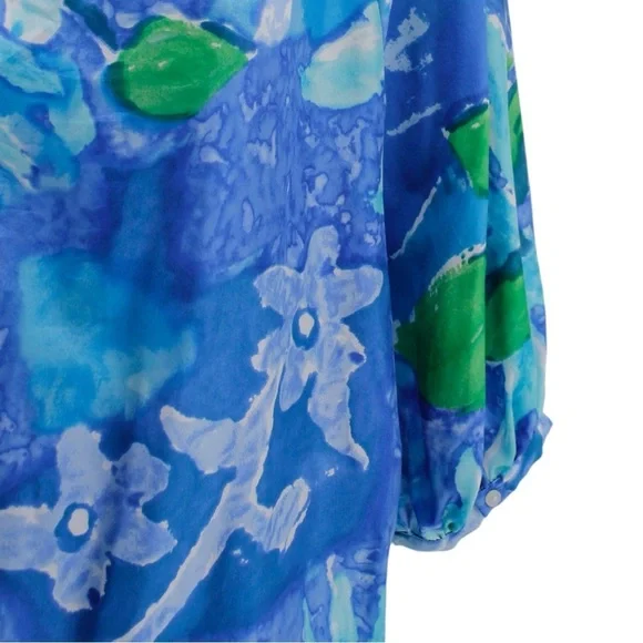 Lauren‎ Ralph Lauren 100% Silk Floral Hawaiian Resort Luau Blouse Size XL - Picture 4 of 8